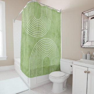 Cortina De Ducha Lime Green Linen Minimalista
