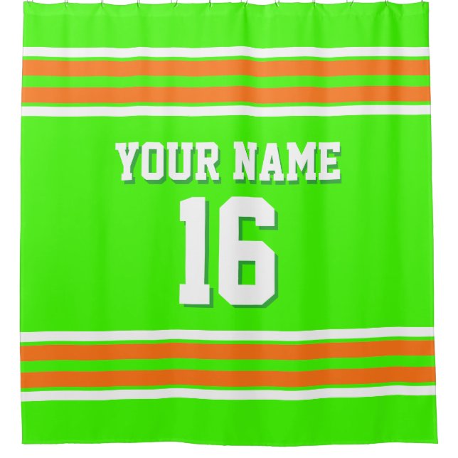 Cortina De Ducha Lime Green Pumpkin Naranja Strips Sports Jersey (Anverso)
