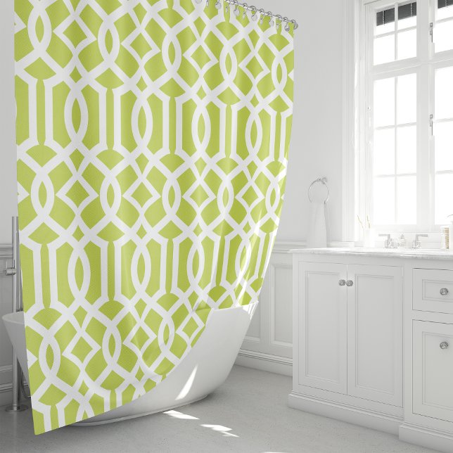Cortina De Ducha Lime Green y White Trellis (Subido por el creador)