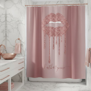 Cortina De Ducha Límites de goteo para Rosa Purpurina de lujo Gold