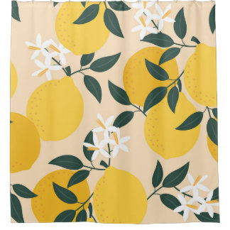 Cortina De Ducha Limón Vintage: Textura de fruta sin foco.