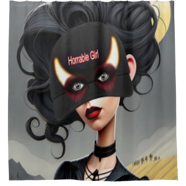 Cortina De Ducha Linda horrible chica  (Anverso)