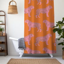 Lindo patrón de arte boho naranja y rosa de tigre