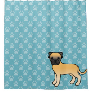 Cortina De Ducha Lindo perro Bullmastiff cervato de dibujos animado