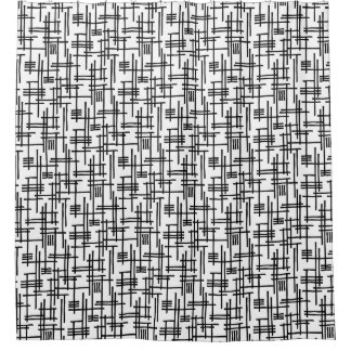 Cortina De Ducha Líneas abstractas 120923 - Negro sobre Blanco