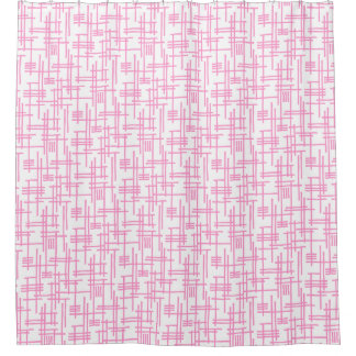 Cortina De Ducha Líneas abstractas 120923 - Rosa sobre blanco