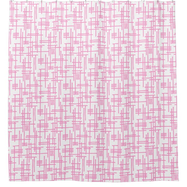 Cortina De Ducha Líneas abstractas 120923 - Rosa sobre blanco (Anverso)