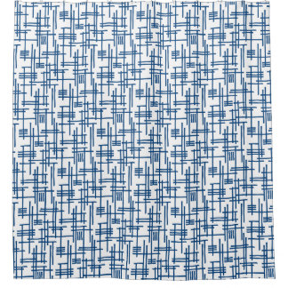 Cortina De Ducha Líneas abstractas 120923 - Shibori azul sobre blan