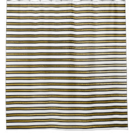 Cortina De Ducha Líneas de rayas de oro blanco negro Glam de Moda m