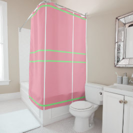 Cortina De Ducha Líneas Geométricas Rosa Claro Verde Menta