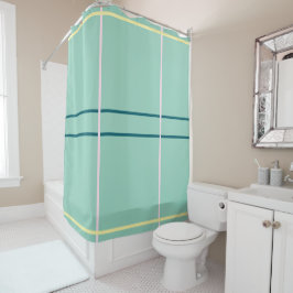 Cortina De Ducha Líneas geométricas rosa crema azul turquesa pastel