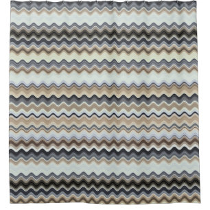Cortina De Ducha Líneas onduladas - Marrón claro/arena/beige/turque