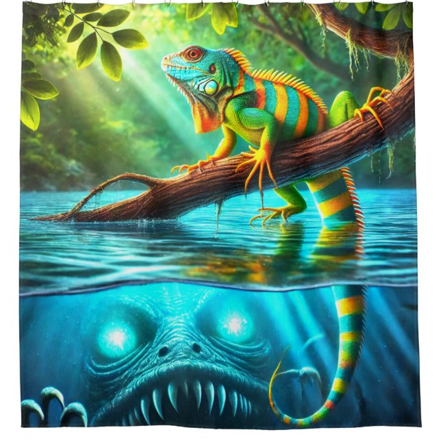 Cortina De Ducha Lizard y Monster (Anverso)