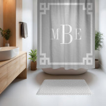 Llave griega gris claro y blanca | Monogramado