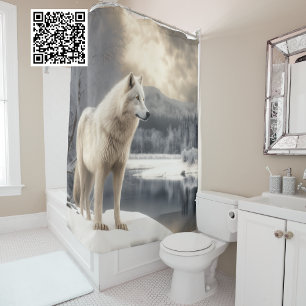 Cortina De Ducha Lobo blanco en invierno