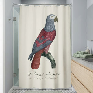 Cortina De Ducha Loro Gris Africano Factor Rojo Psittacus Erithacus