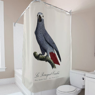 Cortina De Ducha Loro gris africano, Psittacus erithacus, vintage