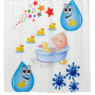 Cortina De Ducha Los niños bañan patos amarillos