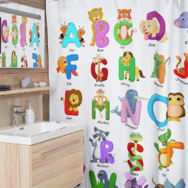 Cortina De Ducha Los niños coloridos y divertidos alfabeto animal b