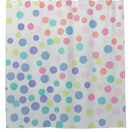 Cortina De Ducha Los puntos de confeti multicolores sobre gris