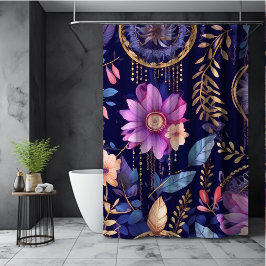 Cortina De Ducha Los soñadores sensacionales boho morado floral osc