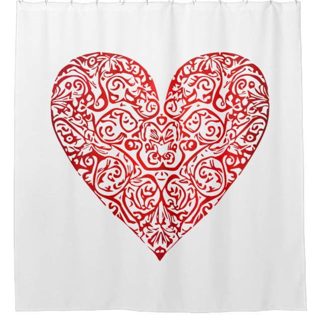 Cortina De Ducha Love Doodle Heart Abstract Art, No 02 (Anverso)