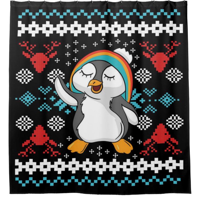 Cortina De Ducha Lovely Christmas Penguin (Anverso)
