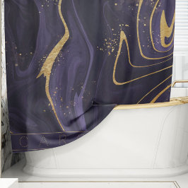 Cortina De Ducha Lujo Elegante Purple Gold Marble Efecto Show