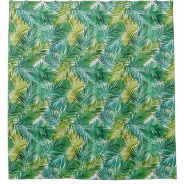 Cortina De Ducha Lujosa hoja de palma verde de isla tropical acuare