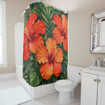 Lujosas flores tropicales de hibisco naranja selva