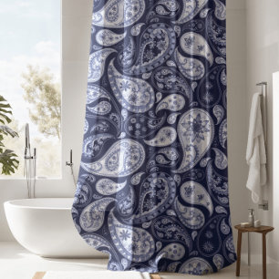 Cortina De Ducha Lujoso telón de ducha Blue Paisley