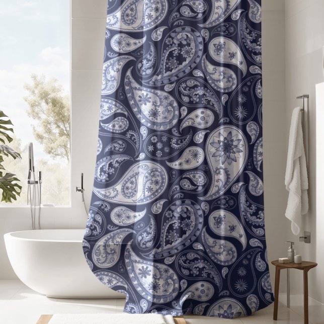 Cortina De Ducha Lujoso telón de ducha Blue Paisley (Subido por el creador)