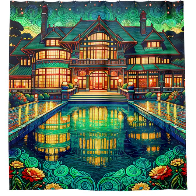 Cortina De Ducha "Luminosa finca: Reflexiones de luz tendida" (Anverso)