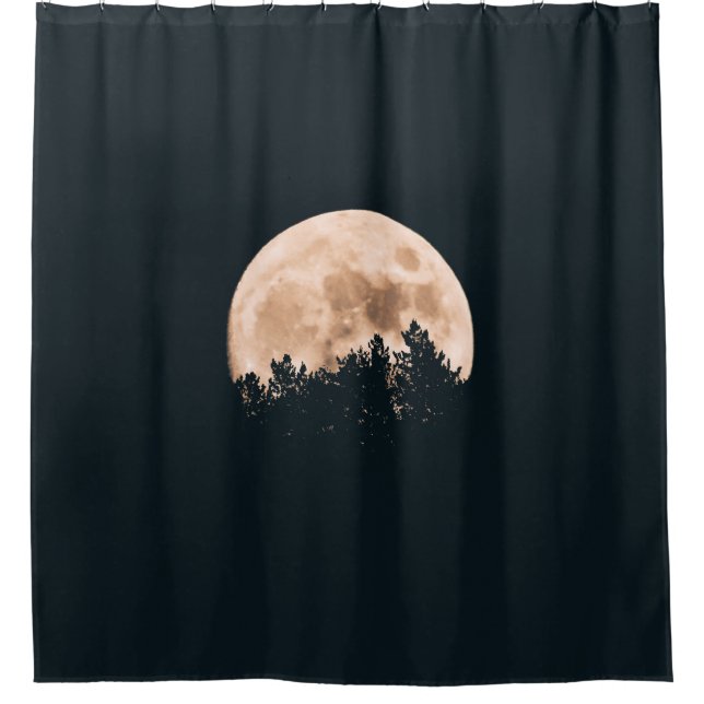 CORTINA DE DUCHA LUNA COMPLETA DETRÁS DE UN ÁRBOL SILHOUETTES (Anverso)