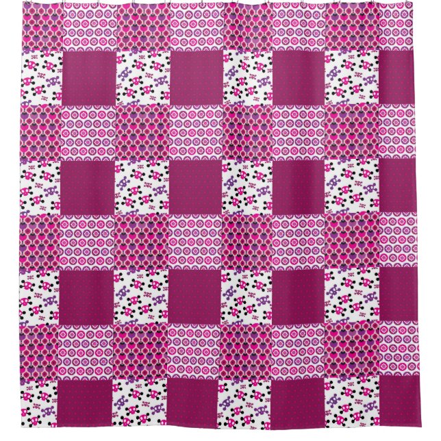 Cortina De Ducha Lunar retro del cráneo de la flor (Anverso)