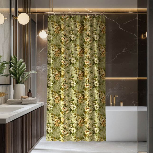 Cortina De Ducha Luxury Botanical Curtain Green Gold Chic Decor (Luxury Botanical Curtain Green Gold Chic Decor)