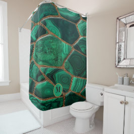 Cortina De Ducha Luxury Emerald Malachite Green Marble Abstract