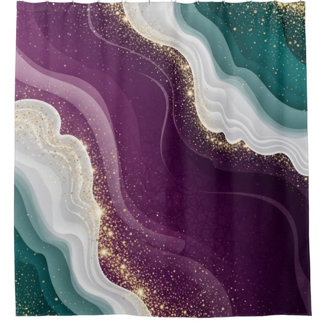 Cortina De Ducha Luxury Gold Glitter Marble Pattern (Anverso)