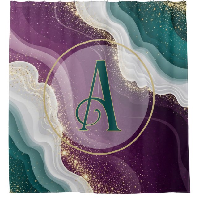 Cortina De Ducha Luxury Gold Glitter Marble Pattern (Anverso)
