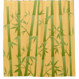 Cortina De Ducha Luz de las plantas de bambú verde amarillo brillan