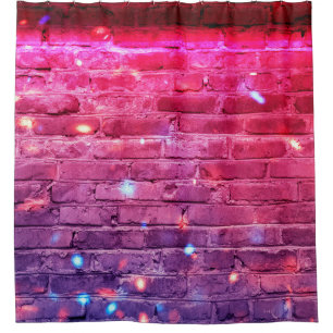 Cortina De Ducha Luz de neón: pared de ladrillo vacío.