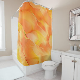 Cortina De Ducha Luz tallada en amarillo y muchos naranjas