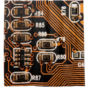 Cortina De Ducha macro shot of circuitboard,cables,capacitors,card,