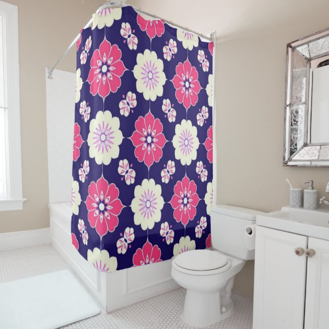 Cortina de ducha magenta boho (In situ)