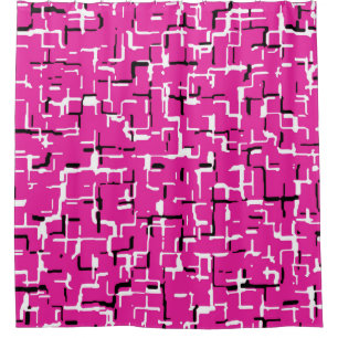 Cortina De Ducha Magenta Púrpura Rosa Negro Patrón GUAY Blanco