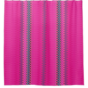 Cortina De Ducha Magenta Zigzag