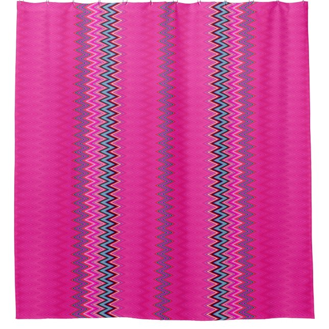 Cortina De Ducha Magenta Zigzag (Anverso)