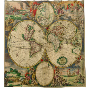 Cortina De Ducha Magnífico mapa vintage del viejo mundo