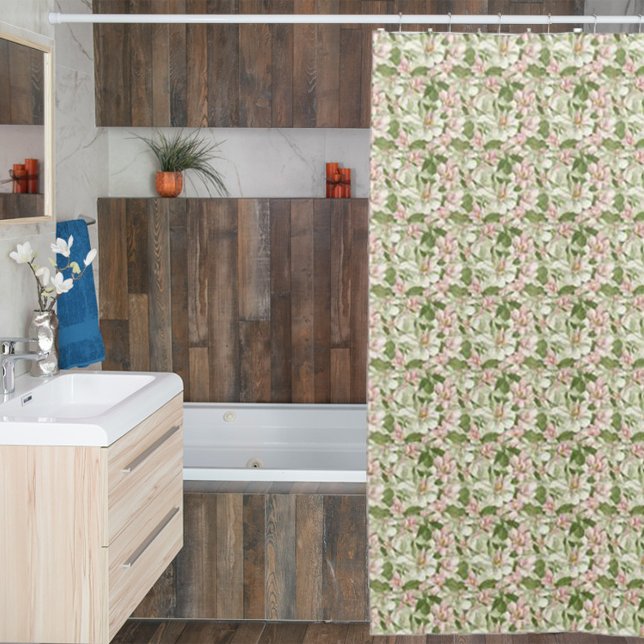 Cortina De Ducha Magnolias pintadas de rosa y blanco (Subido por el creador)