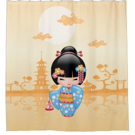 Cortina De Ducha Maiko Kokeshi Muñeca Cute Geisha Chica Amarillo